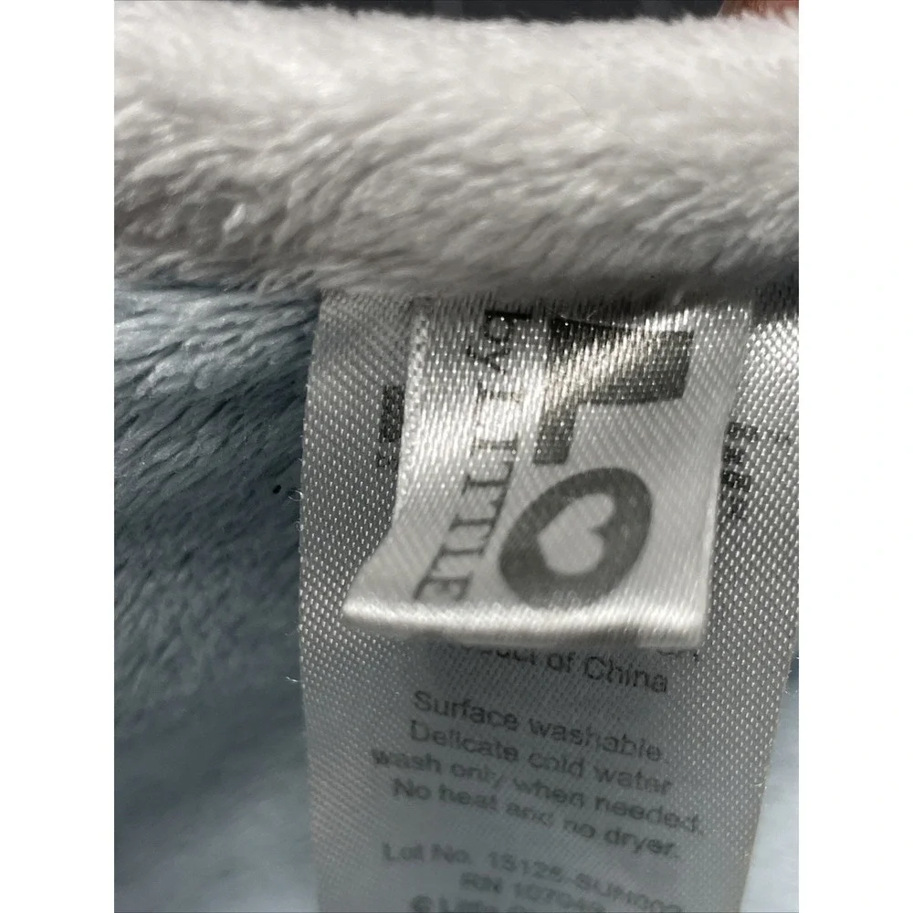 Love by Little Giraffe Blue White Plush Security Blanket/Lovey 14